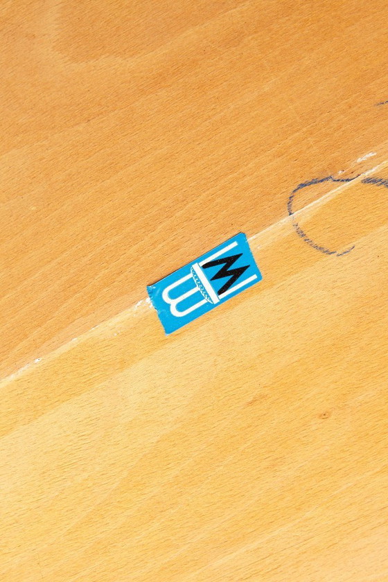 Image 1 of Set of 6 Vintage German Dining Chairs – 1960s/1970s Mid Century Beechwood Chairs, Newly Upholstered in Dark Brown Fabric