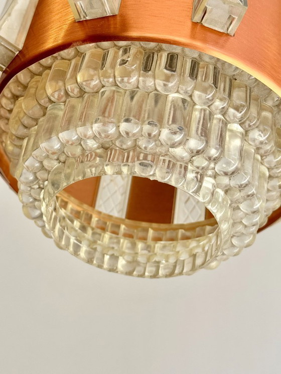 Image 1 of Lampada a sospensione vintage in rame e resina trasparente