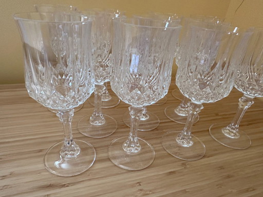 12 große 21cl "Longchamp" Cristal d'Arques Vintage-Gläser