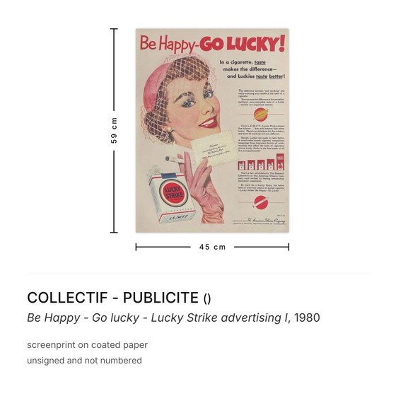 Image 1 of COLLECTIF - PUBLICITE Wees blij - Ga je gang - Lucky Strike reclame Ik schermprijs