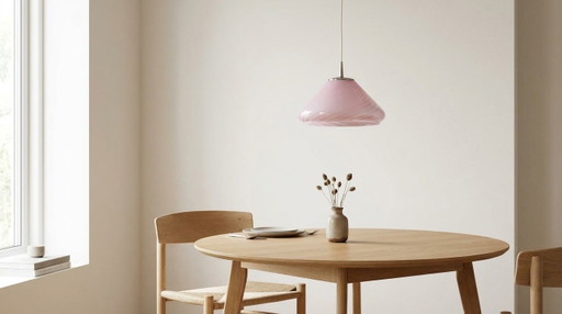 Vintage "Pink Murano" hanglamp, Italiaans design uit de jaren 70 (Mid-Century).