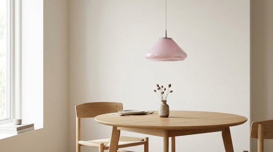 Image 1 of Vintage "Pink Murano" hanglamp, Italiaans design uit de jaren 70 (Mid-Century).