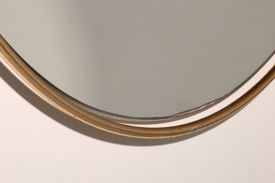 Image 1 of Specchio da parete in ottone massiccio italiano degli anni '60 con patina originale - Provenienza: Milano Nightlife