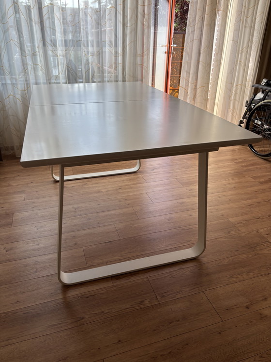 Extendable Dining Table White 160/210x90 – Metal, Wood (photo 4 of 5)