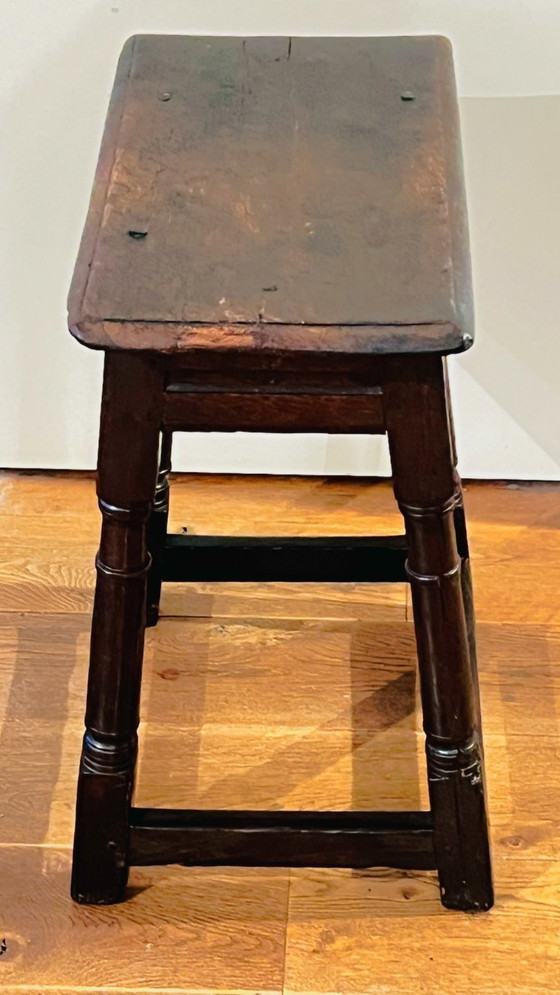 Image 1 of Taburete/mesa auxiliar antiguo de roble inglés