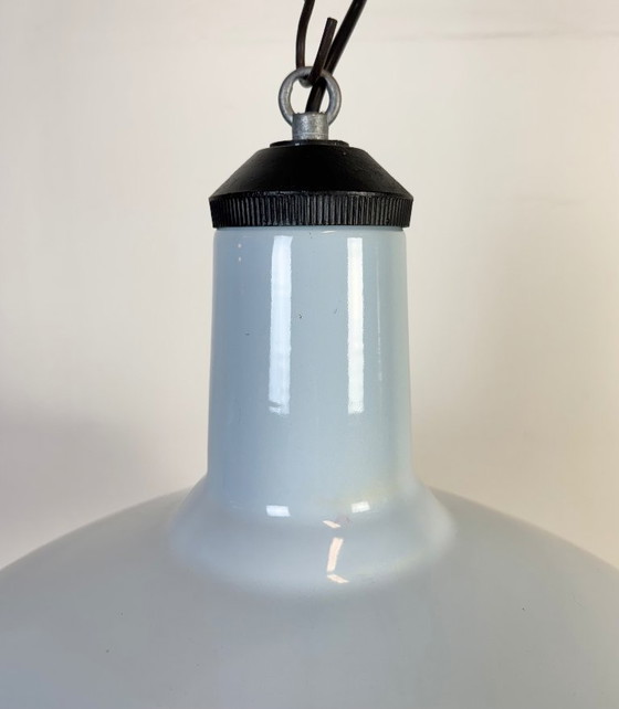 Image 1 of Lampada a sospensione industriale in smalto azzurro chiaro, anni '60