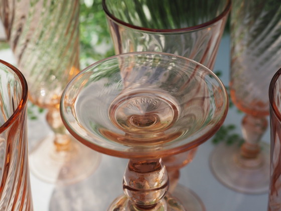 Vintage Arcoroc / Luminarc Rosaline Pink Swirl Champagneglazen – Set van 8 (Frankrijk) – Glazen & Karaffen (photo 6 of 15)
