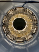 Decken- und Wandleuchte aus Messing und bernsteinfarbenem Glas, Glashütte Limburg, Deutschland, 1960er Jahre