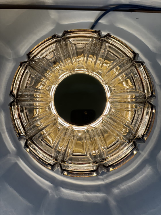 Image 1 of Ceiling and wall lamp made of brass and amber glass, Glashutte Limburg, Germany, 1960s