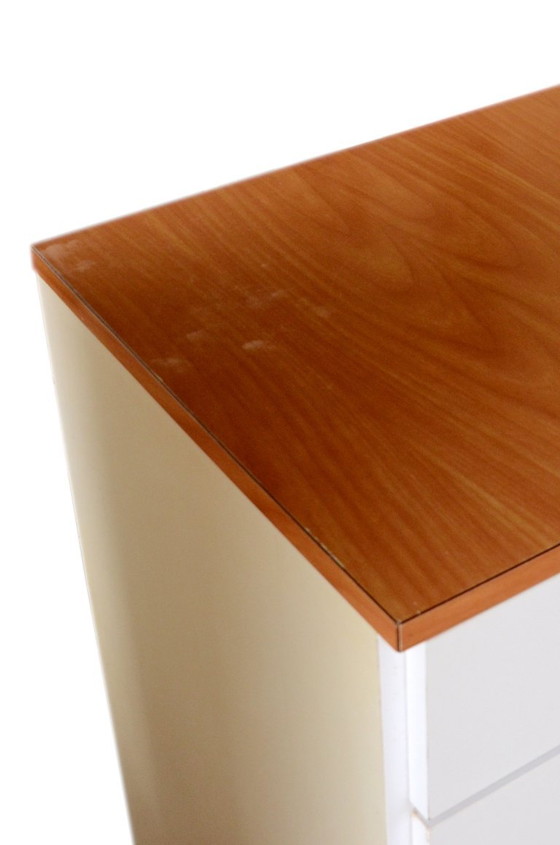 Low Formica cabinet, white with wooden top, W80xD45cmxH80.5cm – Metal (photo 8 of 10)