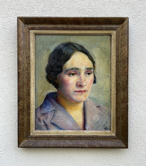 Modernist Female Portrait, Oil on Wood Panel, Circa 1930 – Paintings & Drawings (photo 2 of 10)