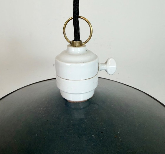 Image 1 of Lámpara de techo industrial esmaltada en azul, años 50