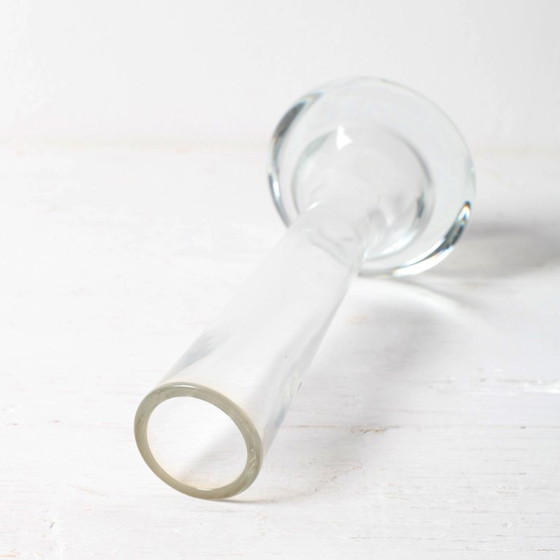 Image 1 of Mid-century Small Vintage Clear Single Flower Glass Vase / Pukeberg / Sweden / 1960s