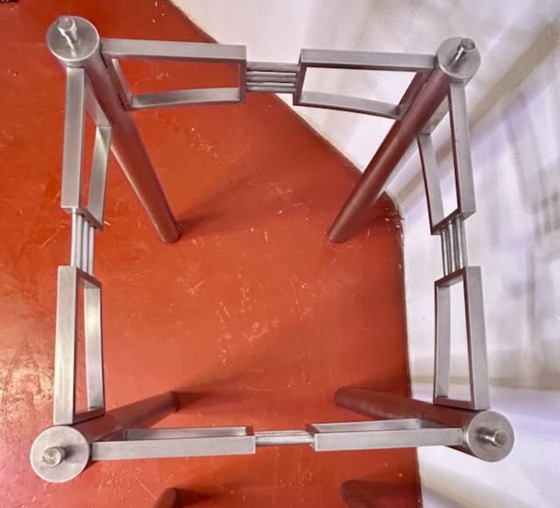 Image 1 of Edelstahl-Designfuß für Glastisch – skulpturales, zeitloses Design