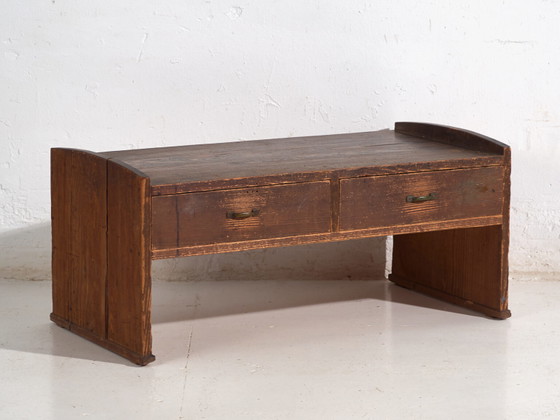 Japanese Low Desk Table with Drawers in Cedar – Showa Period (c.1926–1970) – Coffee tables, Metal, Rustic (photo 9 of 40)