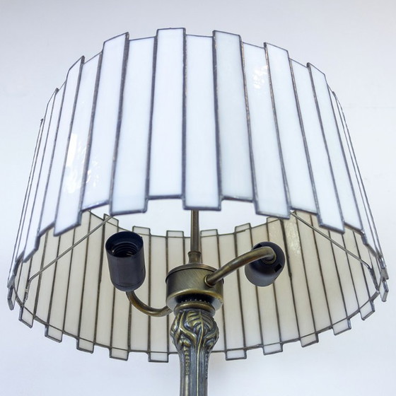 Bronzelampe mit Bleiglas-Schirm – Tischlampen, Copper (photo 6 of 7)
