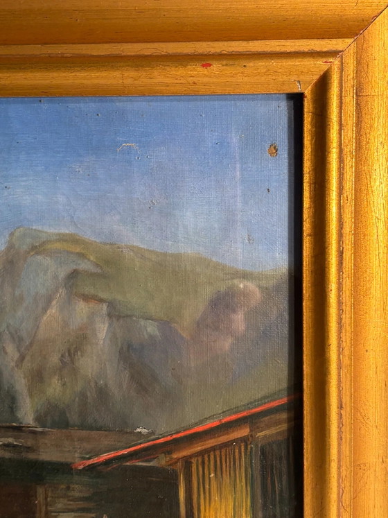 Pintura al óleo sobre cartón de una cabaña de montaña de los años 50, Pinturas y dibujos (foto 5 de 10)