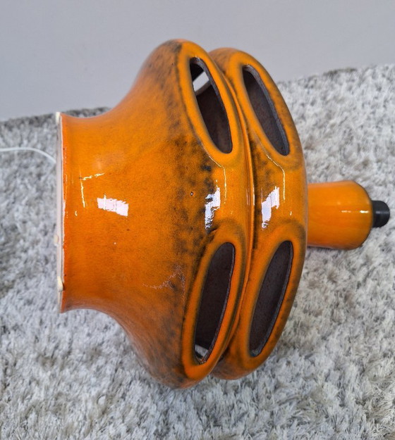 Image 1 of Stein keramiek oranje ufo space age vloerlamp