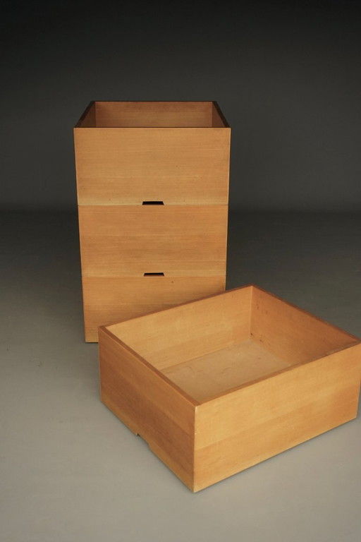 Storage Boxes in solid beech wood by Wim den Boon, 1967