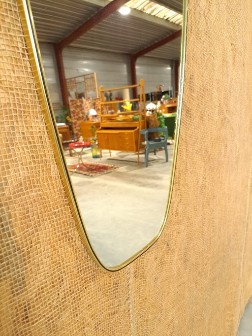 Jaren 50 spiegel met messing en zwarte rand