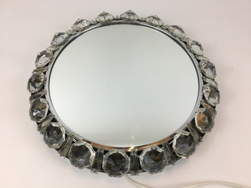 Bakalowits Crystal Diamond Backlit Mirror Glass Chrome, Austria, 1950