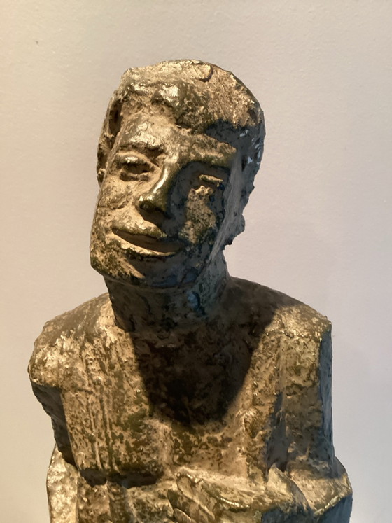 Rare Patinated Plaster Sculpture “Lier Pallieterstad”. Circa 1986., Other, Brown (photo 8 of 9)
