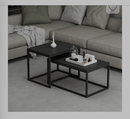 Coffee table set metal look matte black