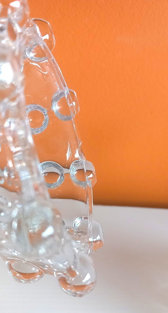 Image 1 of Vintage (1960-1970) Set van 2 Mid-Century glazen kandelaars – brutalistisch lensdesign – Tsjechisch persglas 