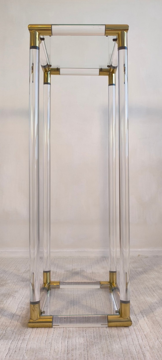 Image 1 of 😍✨ Excepcional soporte de columna de Charles Hollis Jones en Lucite y latón, década de 1970 ✨😍