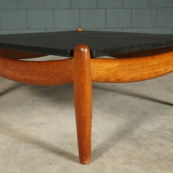 Vintage Oak Coffee Table – Carl Straub – 1960s – Wood, Ceramic (photo 5 of 11)