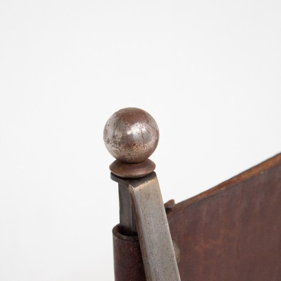 Image 1 of Een paar leren stoelen van Maison Jansen, Frankrijk, jaren 1950.