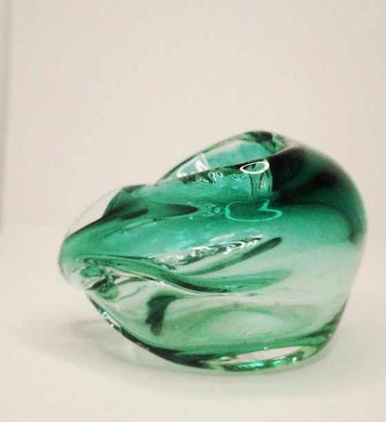 Image 1 of Prachtige smaragdgroene Murano glazen schaal