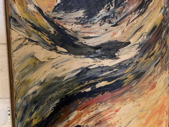 Pintura firmada, titulada 'Tormenta en el Mar'. – Arte, Madera, Lienzo (photo 10 of 10)
