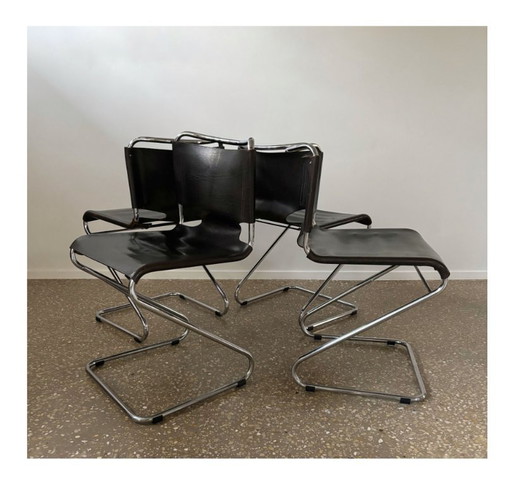 Juego de 4 sillas de comedor «Biscia», diseñadas por Pascal Mourgue para Steiner, Francia, década de 1960.