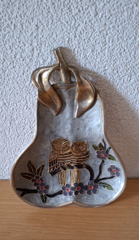 Charming vintage Cloisonné pear-shaped dish. – Cloisonné., Table accessories, Copper (photo 9 of 11)