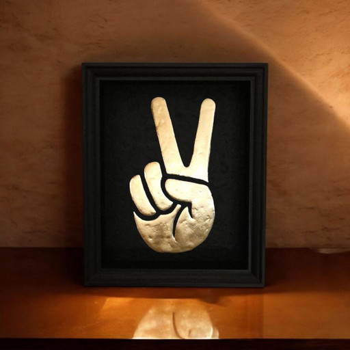 Peace handsign 23kt gold plated in frame from limited edition