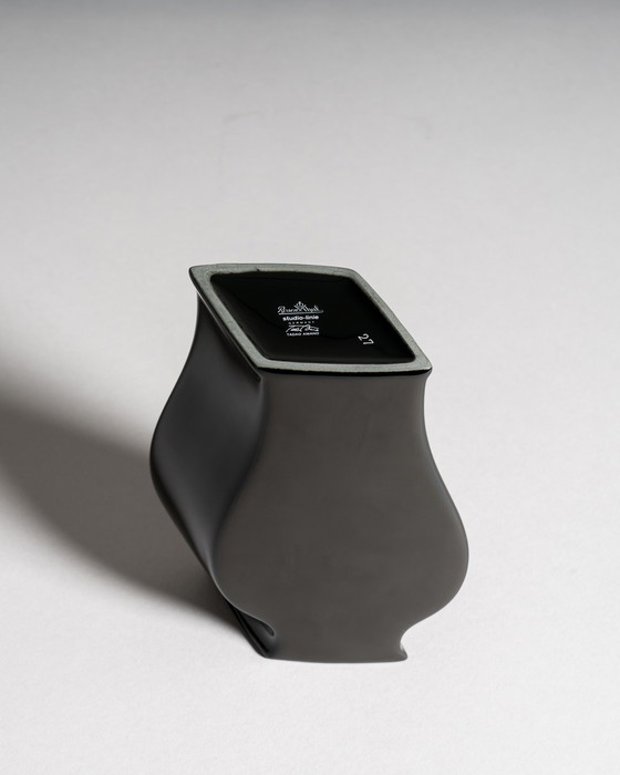 Image 1 of Tadao Amano for Rosenthal Studio-Line “Sakura” Vase Pair in Porcelaine Noire — Matte & Glossy Black, 1980s Germany / Japan