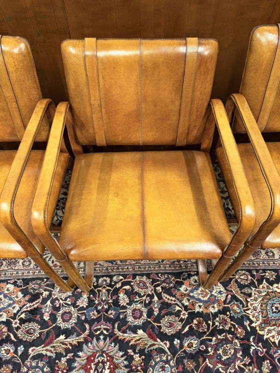 Sedia in Pelle Stile Ralph Lauren con Fibbia - Jacques Adnet – Sedie da pranzo, Leather (photo 8 of 14)