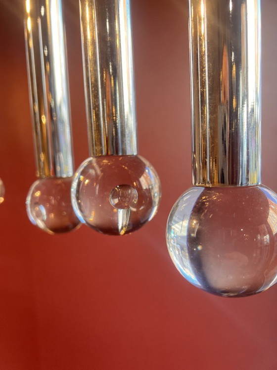 Image 1 of Chrome and glass chandelier by Gaetano Sciolari, Italy, 1960s