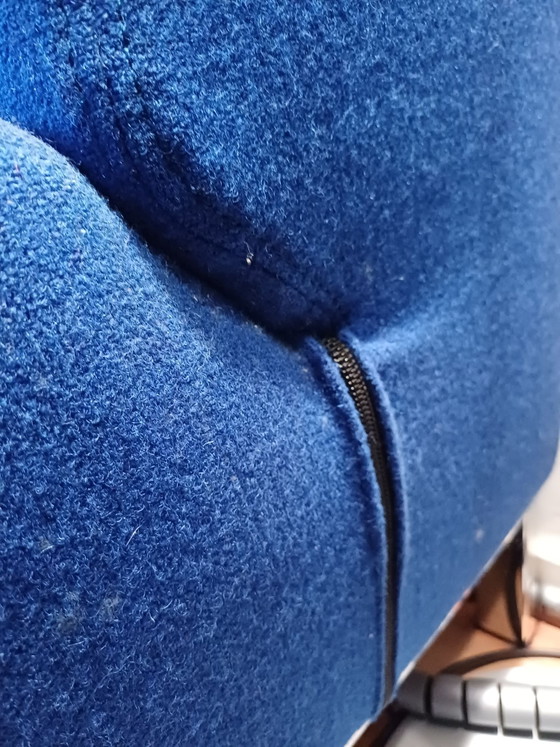 Knalblauwe chaise longue, Gelderland, Fauteuils, Wol, Aluminium (foto 4 van 5)
