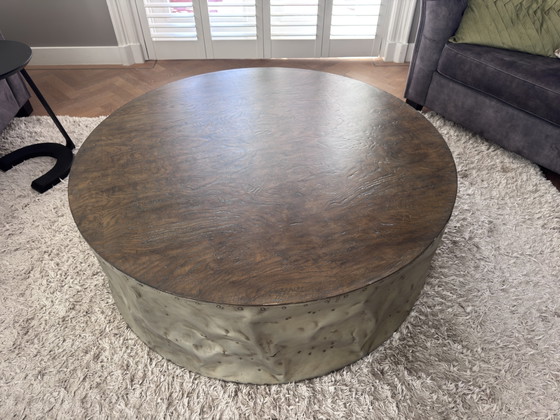 Exklusiver Designer-Couchtisch – Industrieller Luxus – Neuwertig – Couchtische, Aluminium, Wood (photo 4 of 6)