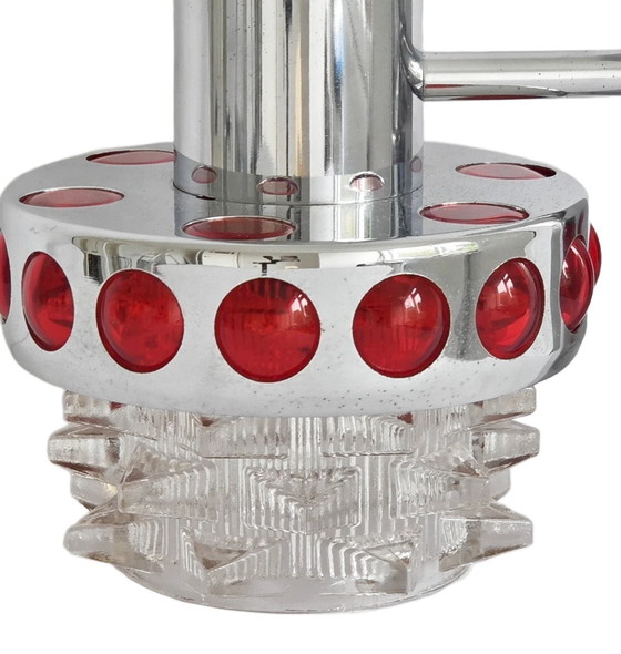 Image 1 of Vintage Space Age wall lamp chrome red glass Massive Raak Amsterdam 1970s