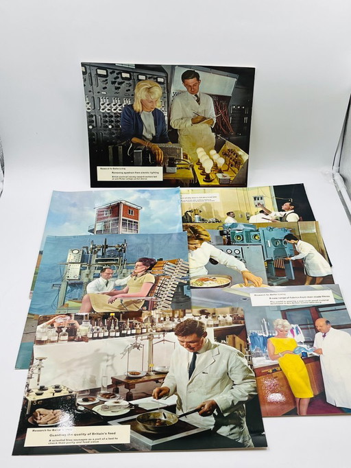 Set of 7 cardboard photos "research for better living"