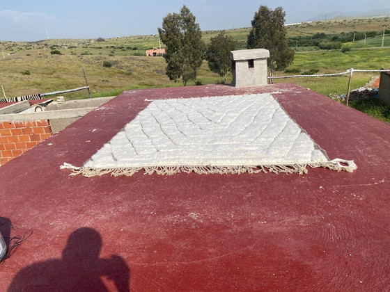 Image 1 of Minimalistisch Beni Ouarain tapijt 300x200 cm – Handgemaakt Marokkaans wollen tapijt – Ivoor Berber geometrisch design