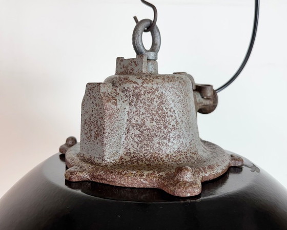 Image 1 of Lampada a sospensione industriale a gabbia in ghisa e smalto nero, anni '60