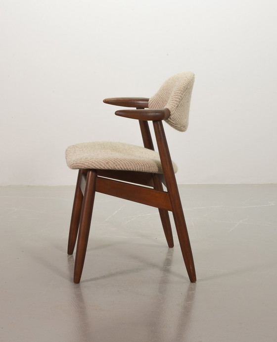 Image 1 of Sedie da pranzo Tijsseling in autentico stile vintage con tessuto di lana grigio-bianco di Hulmefa, set da 2