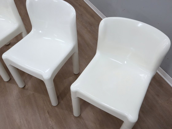 Image 1 of 1970s Kartell Model 4875 Chairs by Carlo Bartoli, White Color, Set of 3