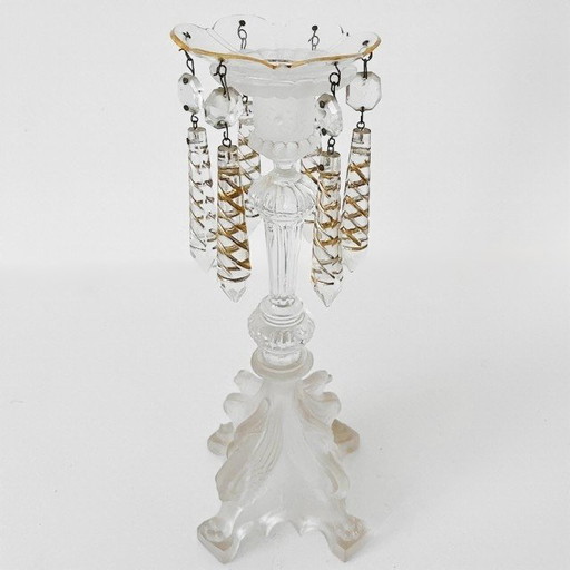 Candelabro de cristal vintage Griffin Val Saint Lambert, década de 1920