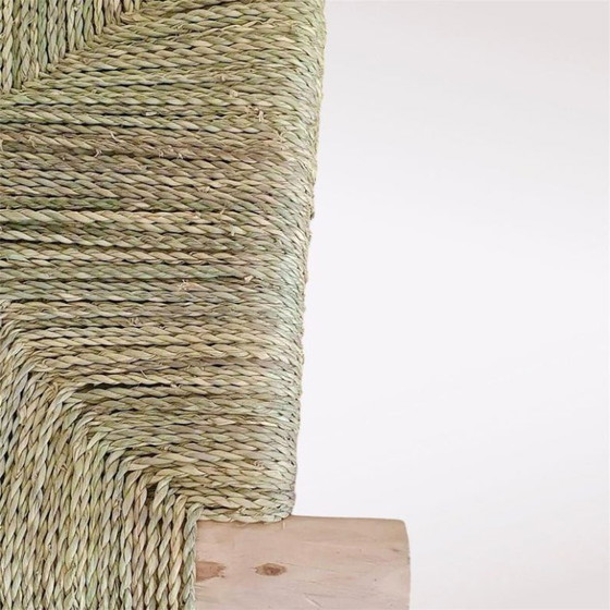 Image 1 of Panca marocchina intrecciata a mano – Stile rustico boho, palma naturale 100x40 cm