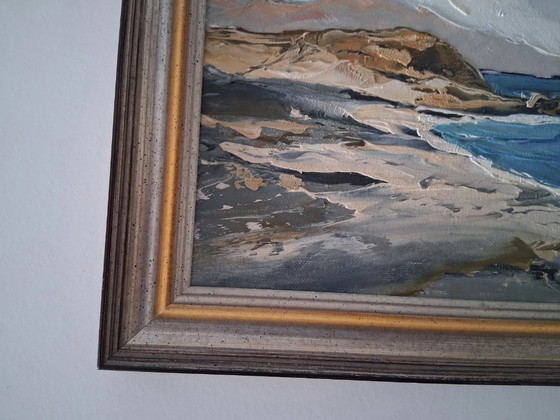 Image 1 of Dipinto ad olio ORIGINALE su cartone con cornice | Paesaggio costiero/Paesaggio marino | Firmato